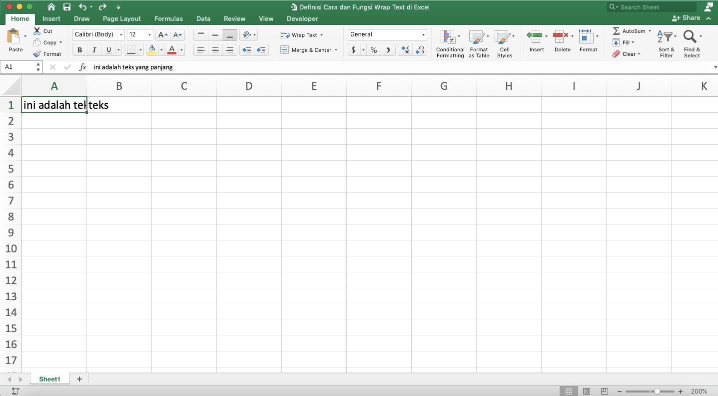 Definisi, Cara, dan Fungsi Wrap Text Pada Excel - Screenshot Langkah 1-1