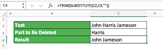 How to Subtract in Excel and All Its Formulas & Functions - Screenshot of the Example for Text Subtraction in Excel