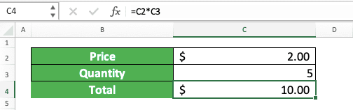 Multiplication in Excel and All Its Formulas & Functions - Screenshot of the Example for Numbers Multiplication in Excel