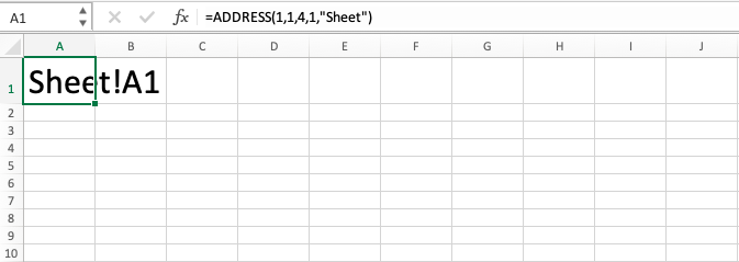 ADDRESS Function in Excel - Screenshot of Step 10