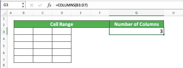 How to Use the COLUMNS Formula in Excel: Usabilities, Examples, and Writing Steps - Screenshot of Step 6