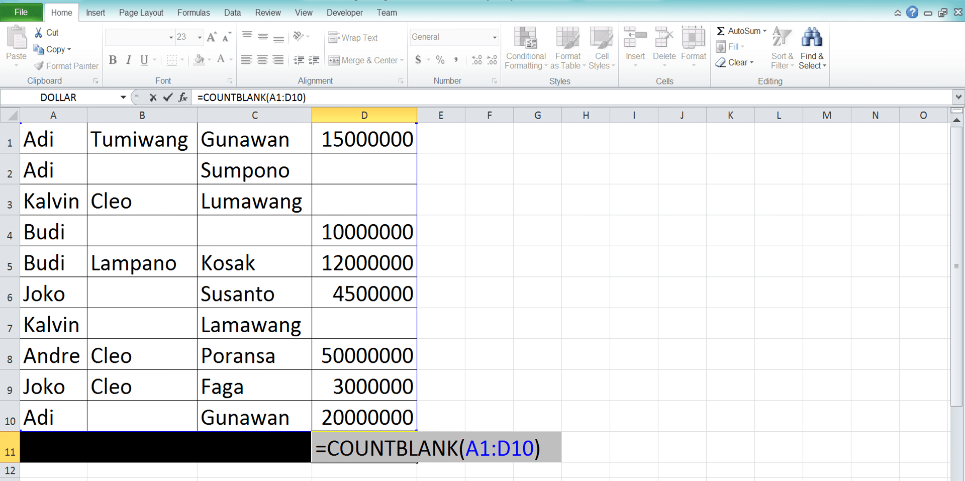 How to Use the COUNTBLANK Function in Excel: Usabilities, Examples, and Its Writing Steps - Screenshot of Step 4