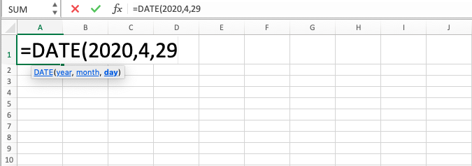 DATE Formula in Excel - Screenshot of Step 5