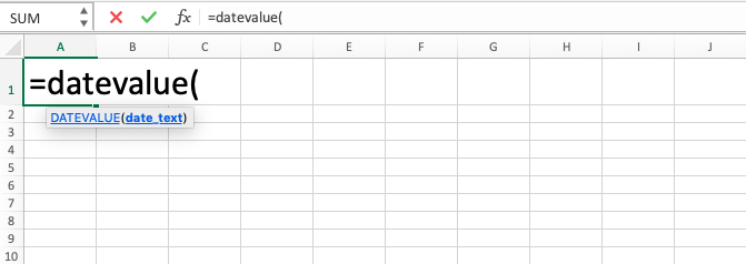 DATEVALUE Function in Excel - Screenshot of Step 2
