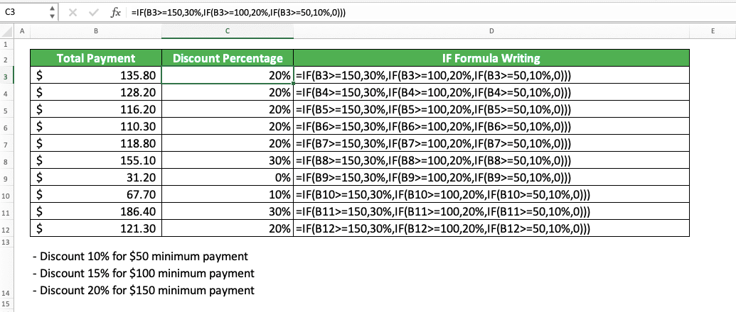 How to Use IF Formula/Function in Excel - Screenshot of IF Implementation Example 2