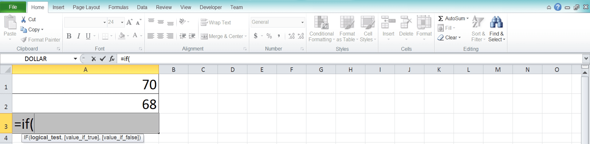How to Use IF Formula/Function in Excel - Screenshot of Step 2