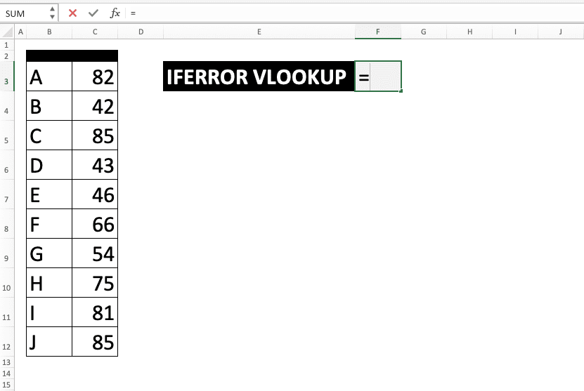 Using IFERROR VLOOKUP Combination in Excel - Screenshot of Step 1