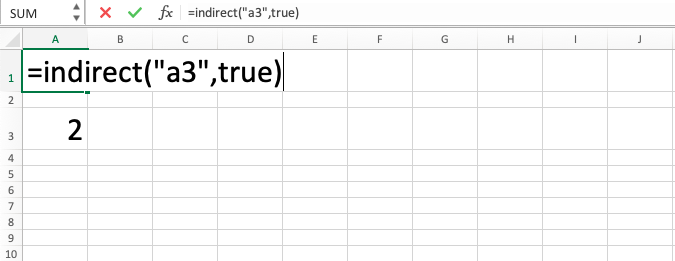 Excel INDIRECT Formula - Screenshot of Step 5
