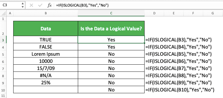 How to Use the ISLOGICAL Function in Excel: Usabilities, Examples, and Writing Steps - Screenshot of the IF ISLOGICAL Implementation Example