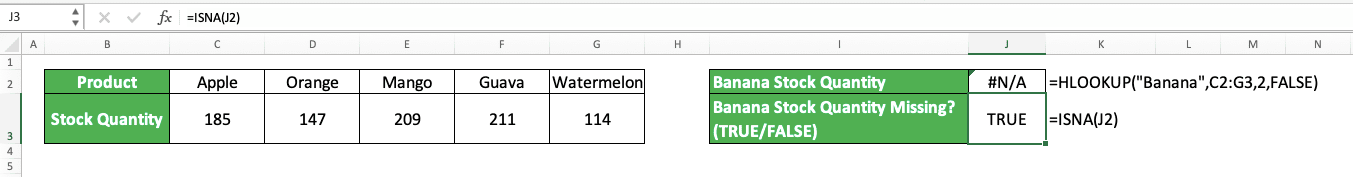 How to Use ISNA Excel Formula: Functions, Examples and Writing Steps - Screenshot of the ISNA Implementation Example