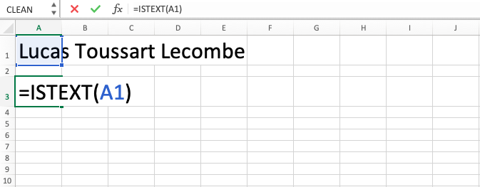ISTEXT Function in Excel - Screenshot of Step 4