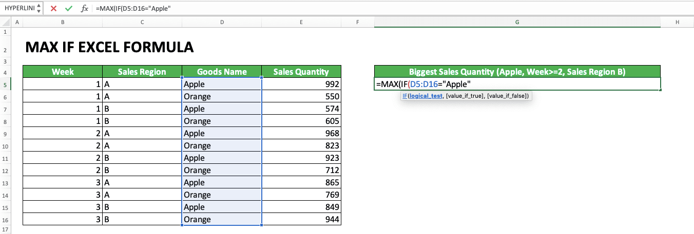 How to Use MAX IF Excel Formula: Usability, Example, and Writing Steps - Screenshot of Step 5