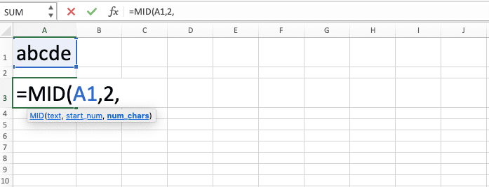 How to Use the MID Function in Excel: Usabilities, Examples, and Its Writing Steps - Screenshot of Step 4