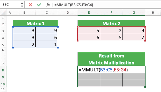 How to Use the MMULT Formula in Excel: Functions, Examples, and Writing Steps - Screenshot of Step 5