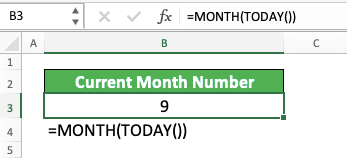 How to Use the MONTH Formula in Excel: Functions, Examples, and Writing Steps - Screenshot of the MONTH TODAY Implementation Example