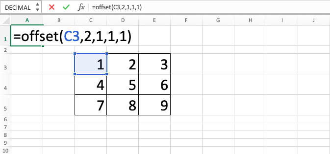 OFFSET Excel Function - Screenshot of Step 8