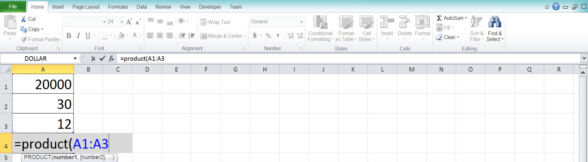 How to Use the PRODUCT Formula in Excel: Functions, Examples, and How to Write It - Screenshot of Step 3