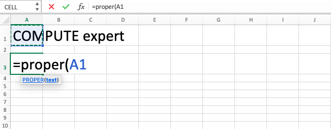 PROPER Excel Function - Screenshot of Step 3