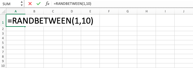 RANDBETWEEN in Excel - Screenshot of Step 5