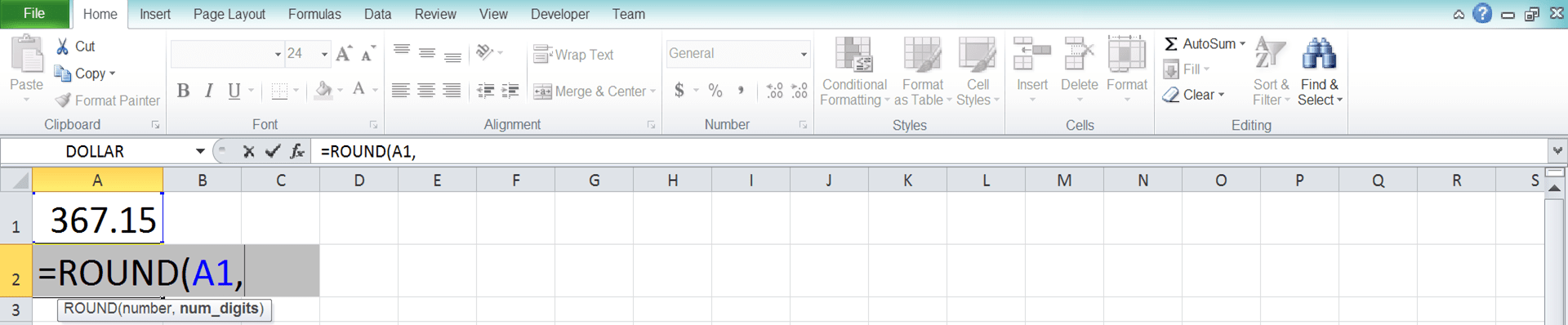 How to Use Excel ROUND Function - Screenshot of Step 3