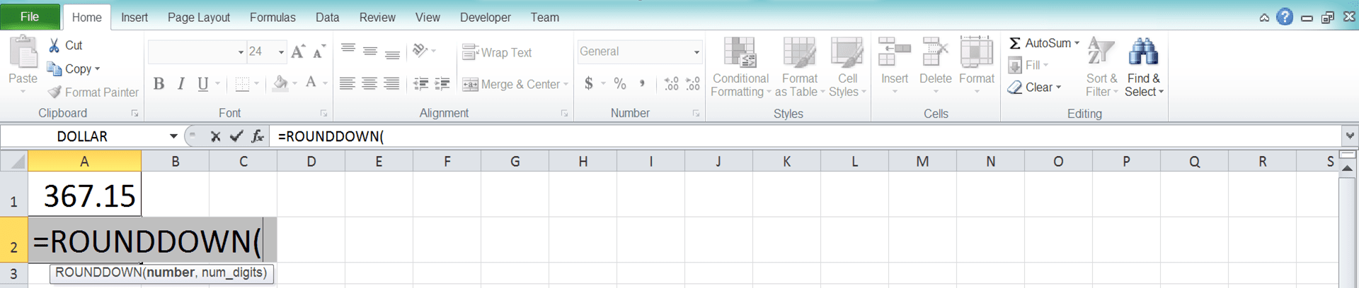 Excel ROUNDDOWN Formula: Functions, Examples, and How to Use - Screenshot of Step 2