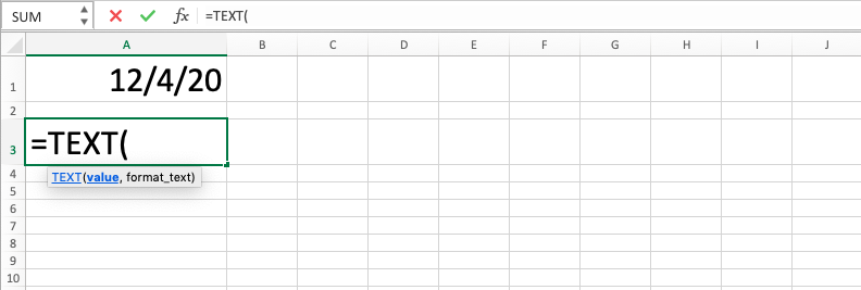 TEXT Function in Excel - Screenshot of Step 2