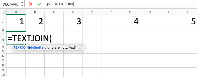 TEXTJOIN Excel Formula - Screenshot of Step 2