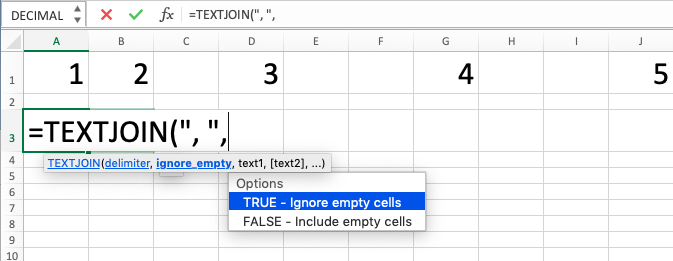 TEXTJOIN Excel Formula - Screenshot of Step 3