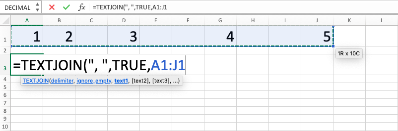 TEXTJOIN Excel Formula - Screenshot of Step 5