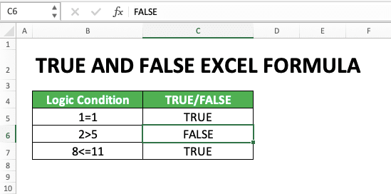 How to Use TRUE and FALSE Formulas in Excel: Function, Example, and Writing - Screenshot of the Example for Writing a FALSE Logic Value Directly