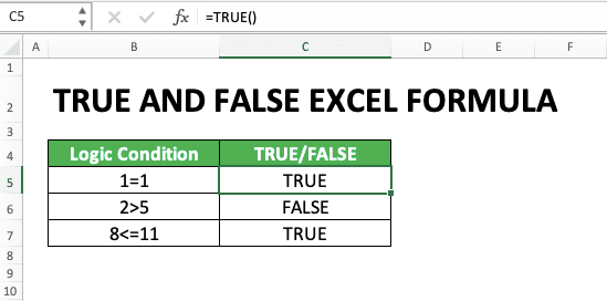 How to Use TRUE and FALSE Formulas in Excel: Function, Example, and Writing - Screenshot of the Example for the TRUE Formula's Usage and Result