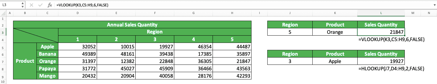 VLOOKUP and HLOOKUP in Excel: Functions, Examples, and How to Use - Screenshot of the VLOOKUP and HLOOKUP Implementation Example