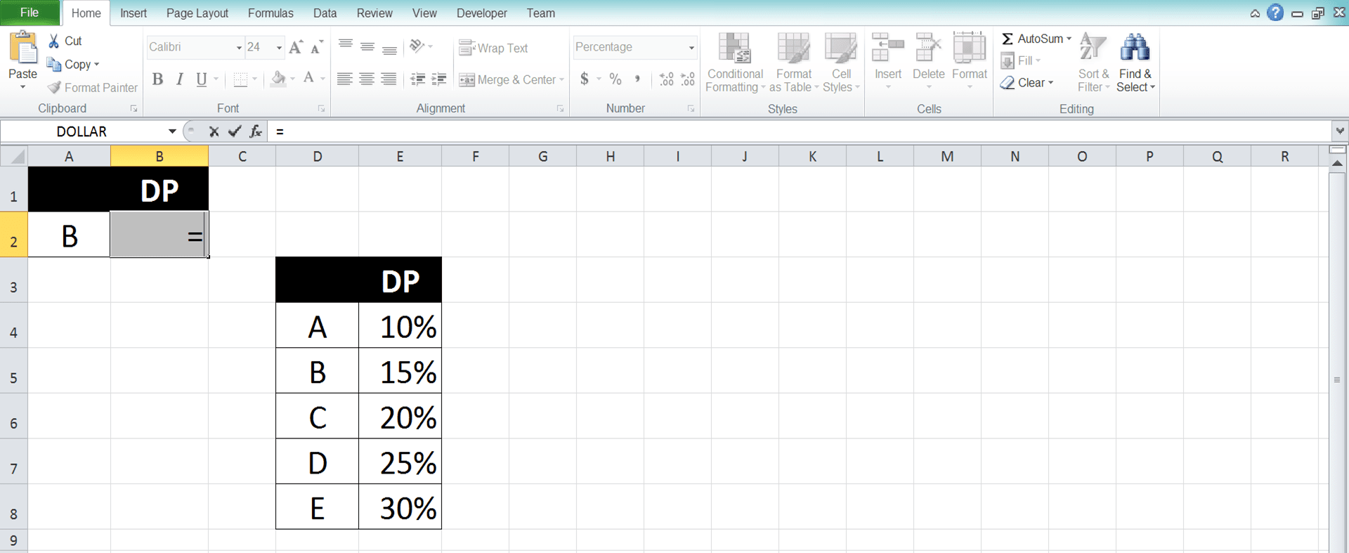 VLOOKUP and HLOOKUP in Excel: Functions, Examples, and How to Use - Screenshot of Step 1 (VLOOKUP)
