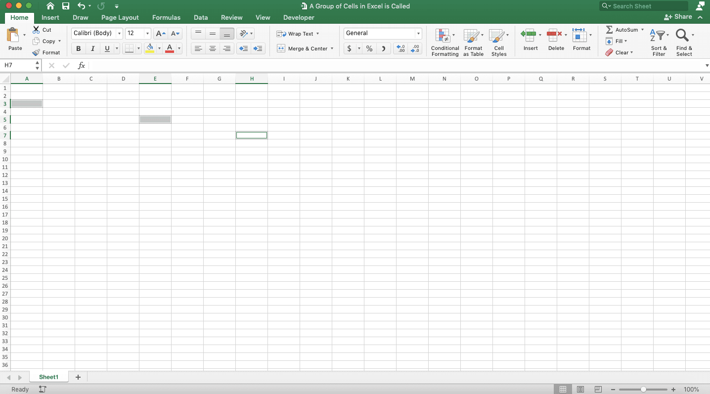 A Group of Cells in Excel is Called … - Screenshot of a Range Example 2