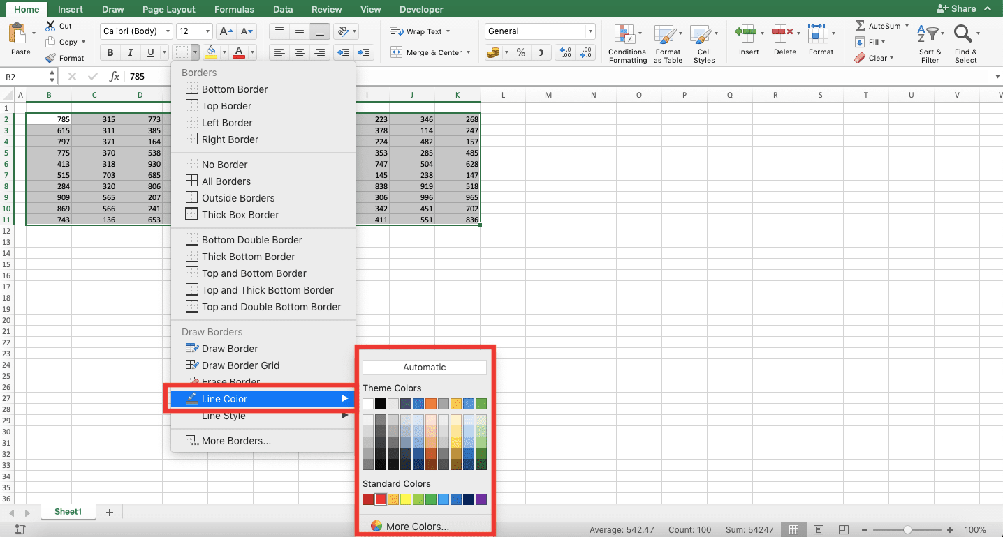 How to Add Borders in Excel - Screenshot of Step 2-2
