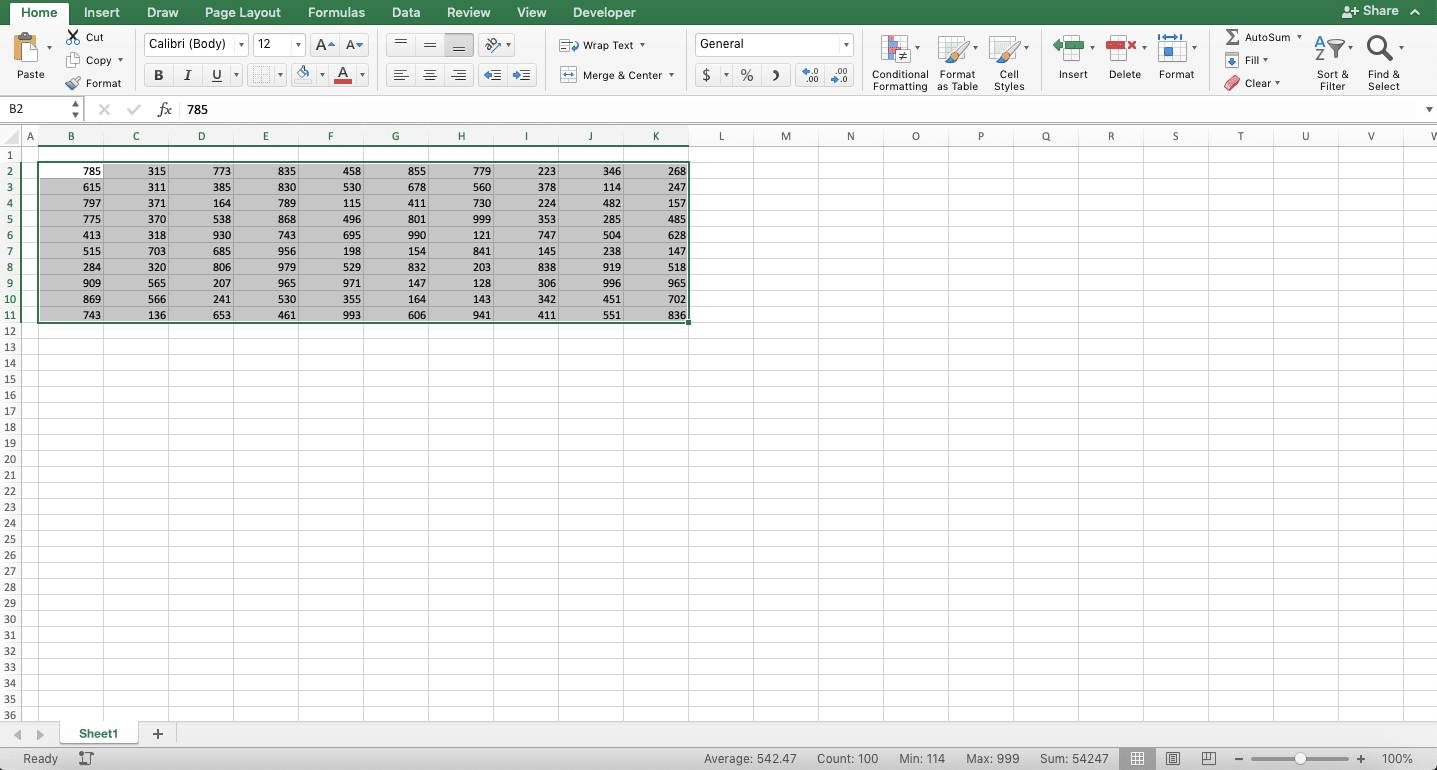 How to Add Borders in Excel - Screenshot of the Result Example After Removing Borders