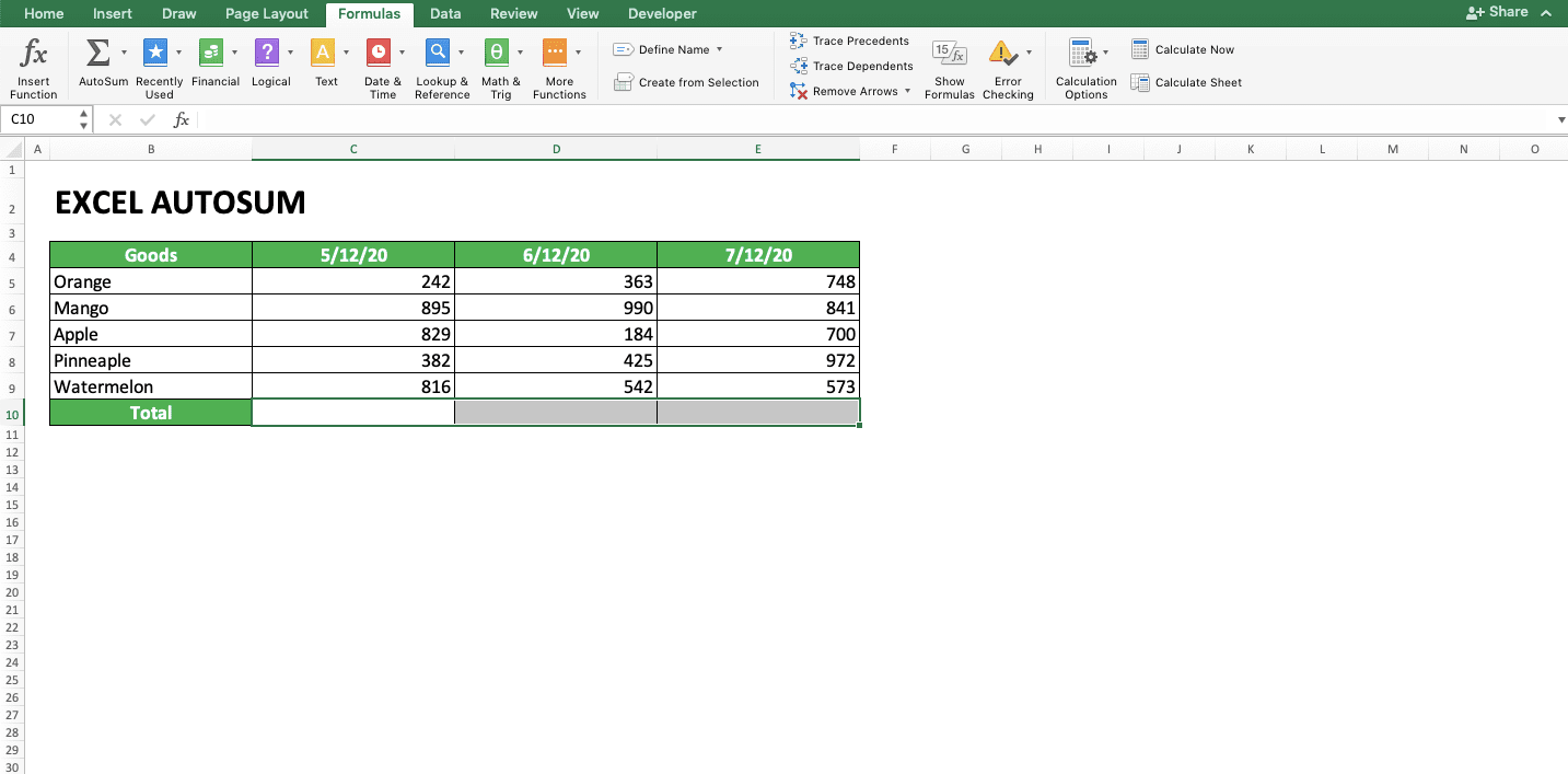 How to Use AutoSum in Excel and Its Usability - Screenshot of Tips for AutoSum 1-1