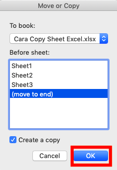 How to Copy Sheet in Excel - Screenshot of Step 2-5