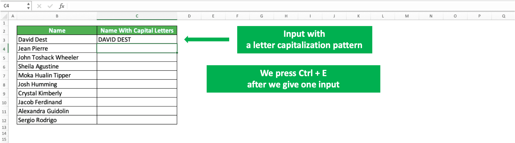 ctrl e pada excel