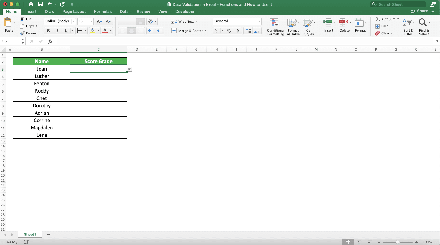Data Validation in Excel: Functions and How to Use It - Screenshot of Copying Data Validation, Step 1