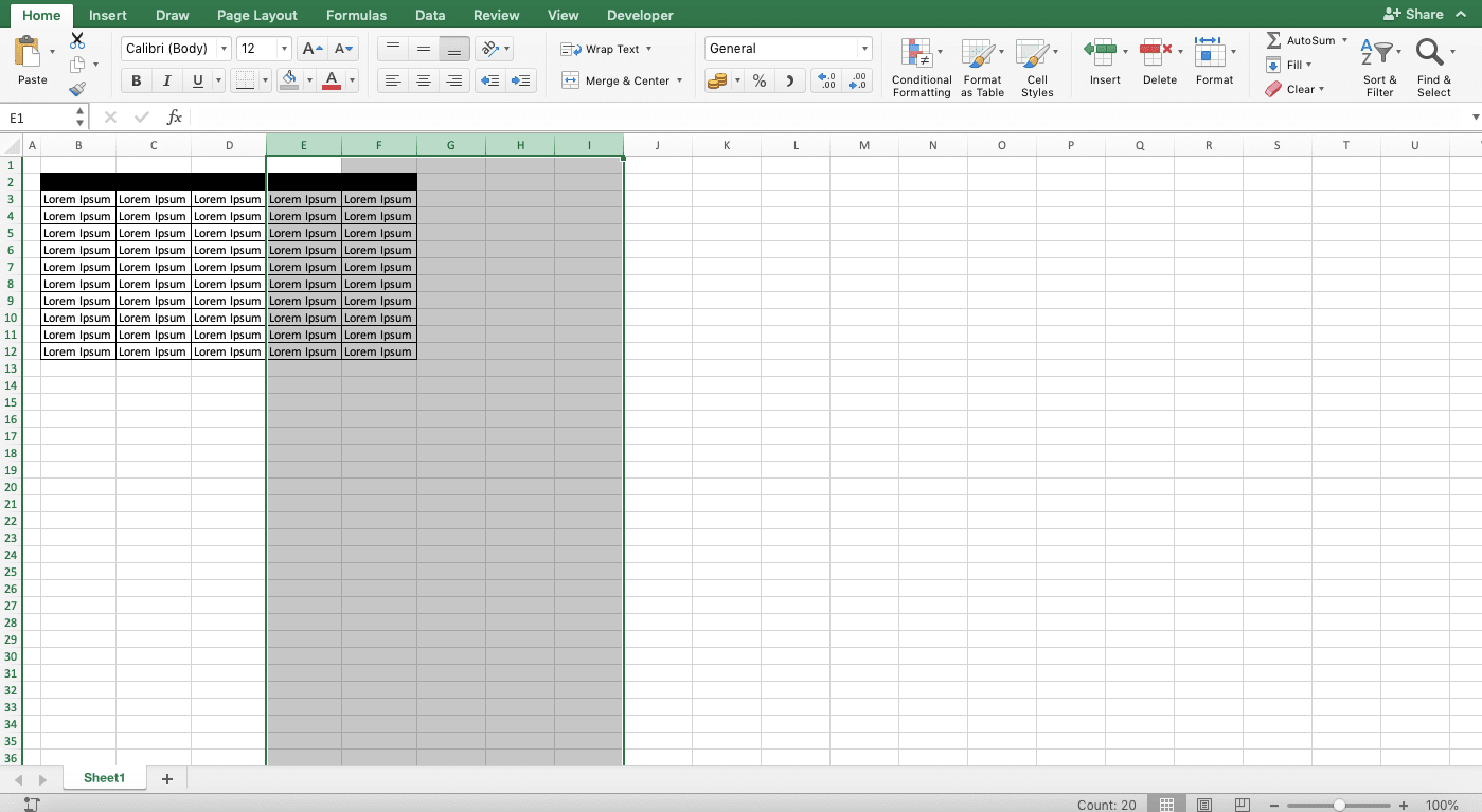 How to Delete Columns in Excel - Screenshot of Step 3, Right-Click Method