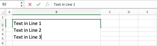 How to Enter and Make a New Line in an Excel Cell - Screenshot of the Text Editor Application Method Result Example to Make a New Line in an Excel Text