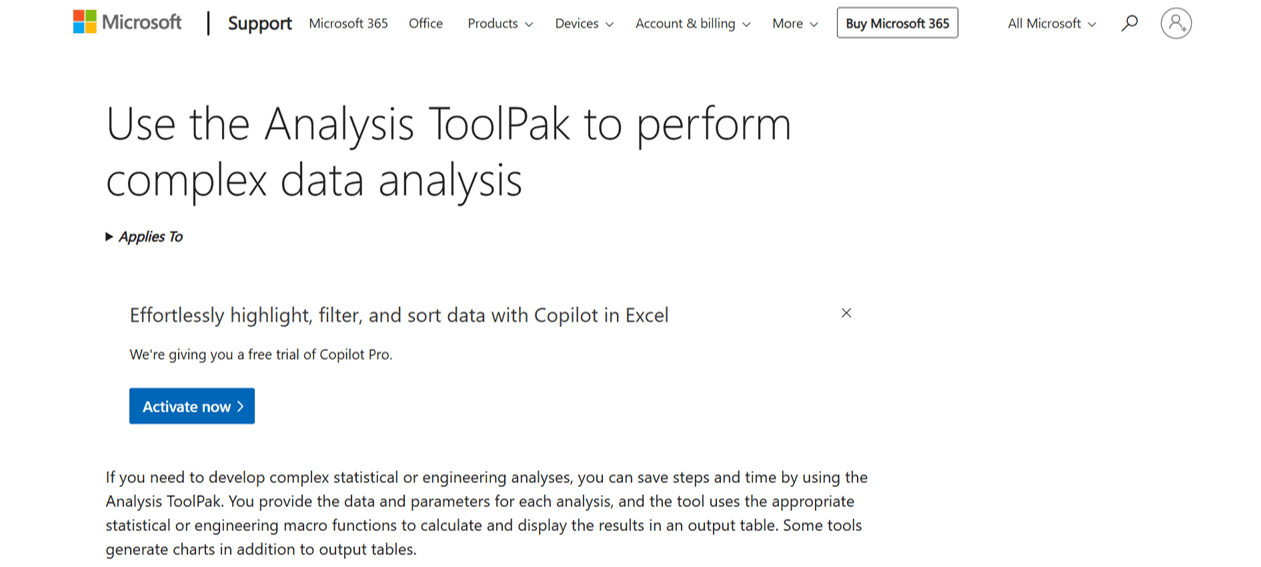 7 Best Excel Add-Ins for Accounting in 2025 - Analysis ToolPak Screenshot