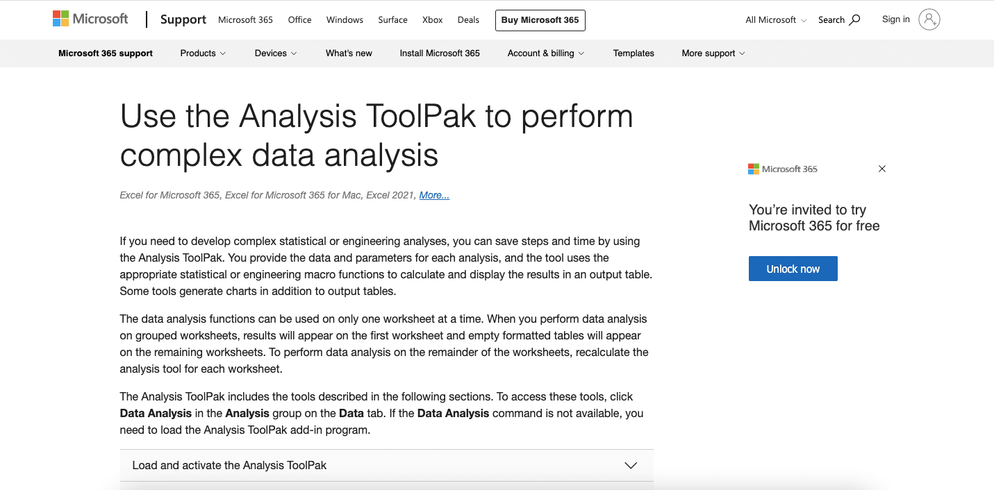 12 Best Excel Add-Ins of 2025 - Analysis Toolpak Screenshot