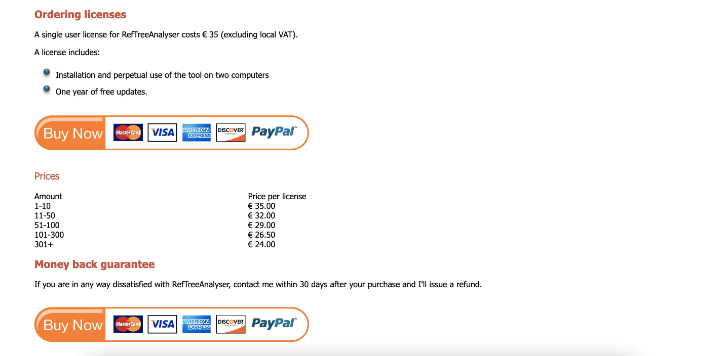 12 Best Excel Add-Ins of 2024 - RefTreeAnalyser Pricing Screenshot