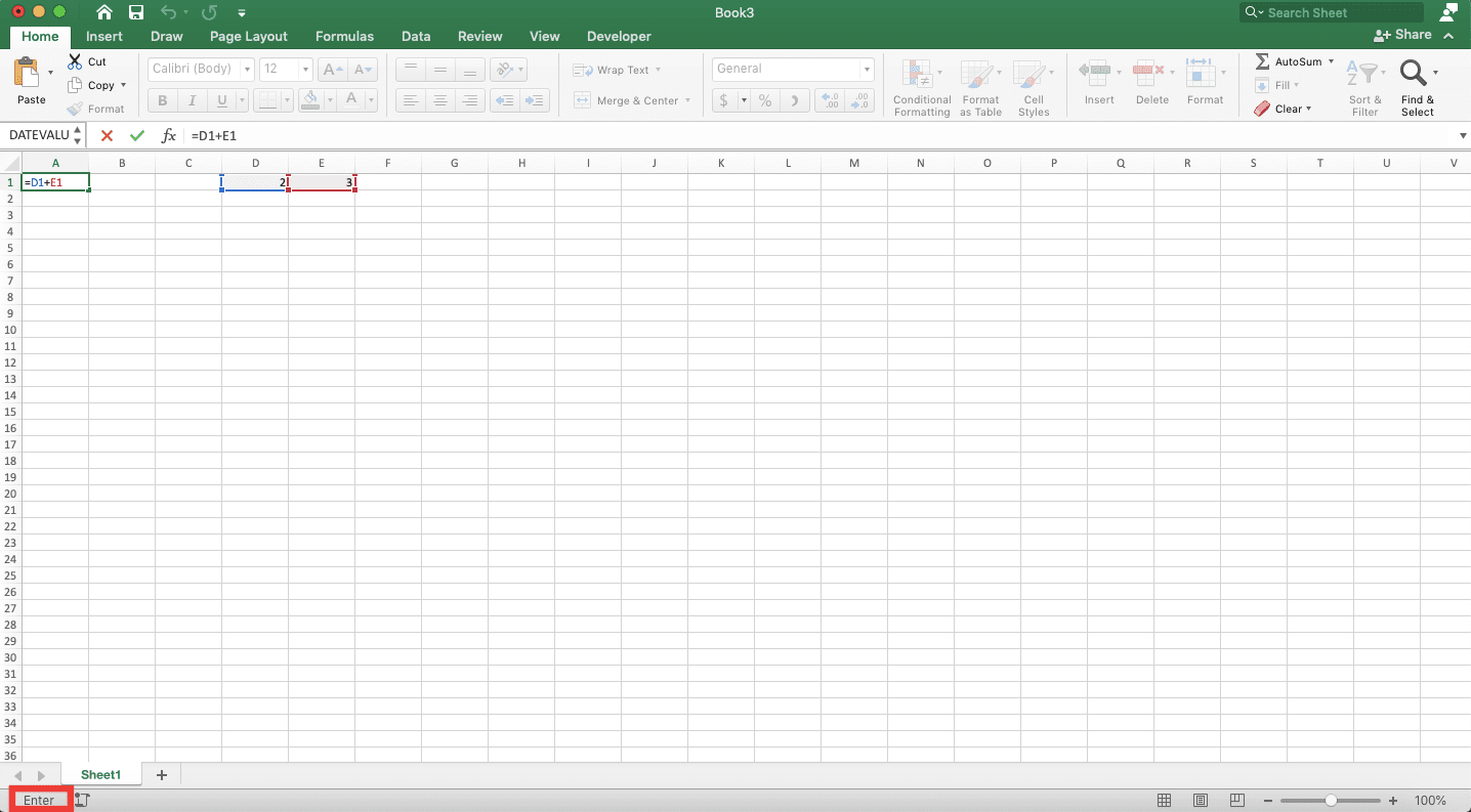 F2 in Excel: Functions and How to Use - Screenshot of The Enter Mode Note Location