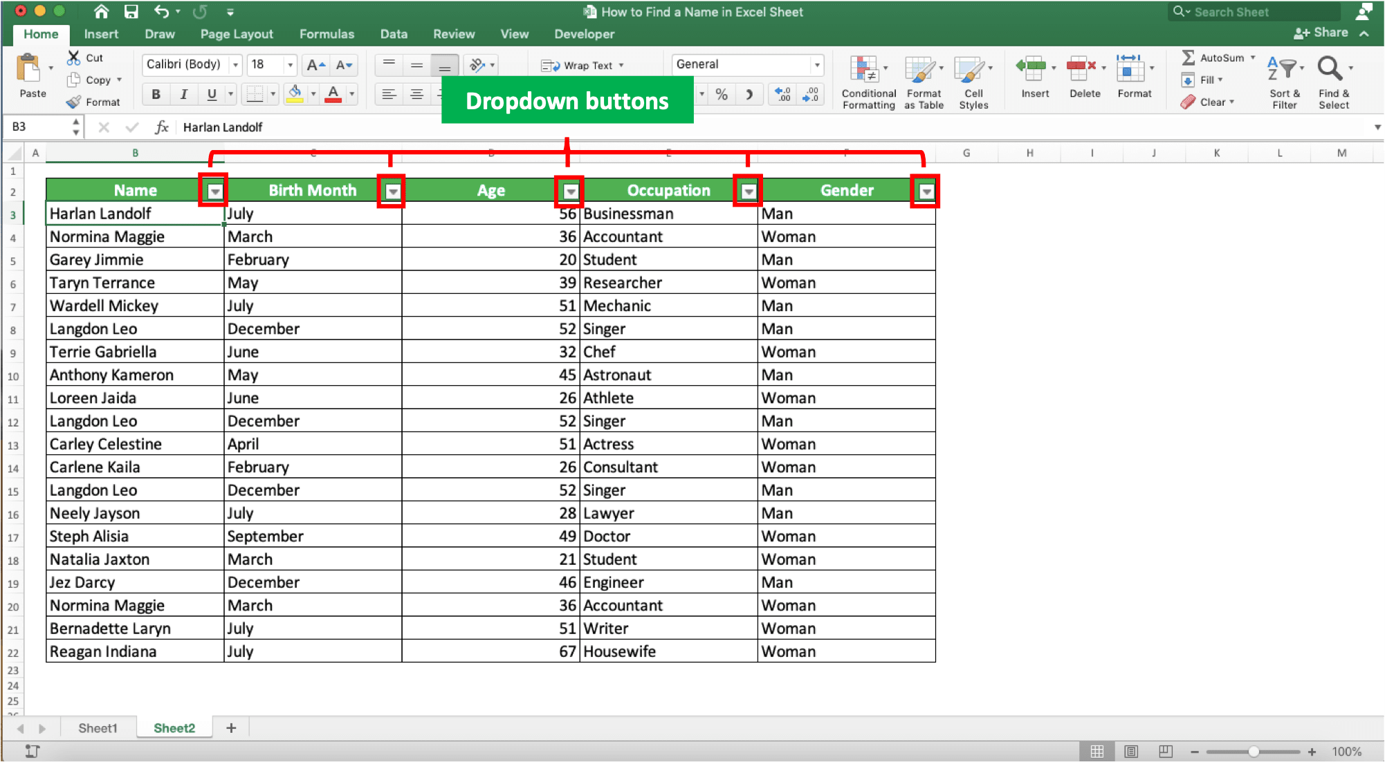 How To Search Names In Excel