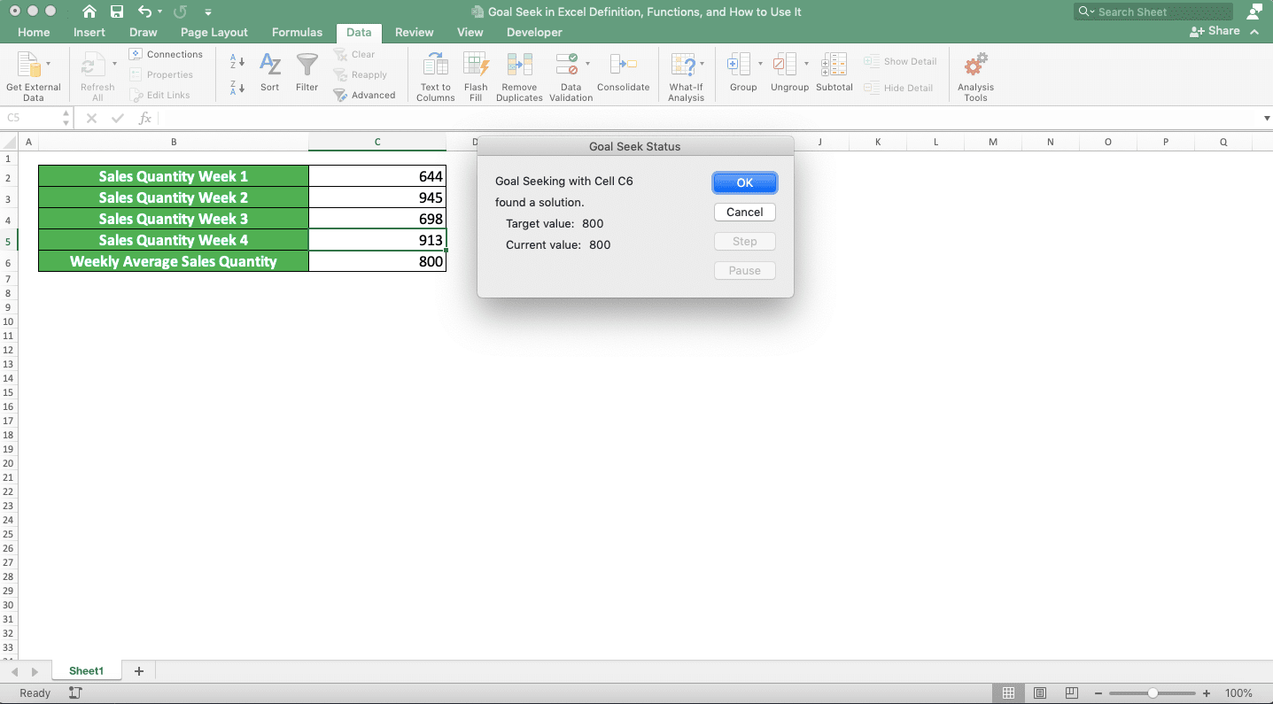 Goal Seek in Excel: Definition, Functions, and How to Use It - Screenshot of Step 7