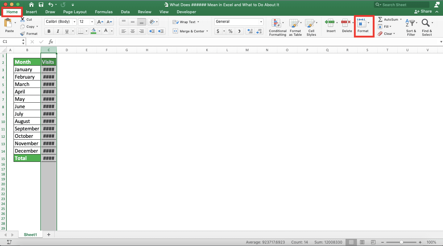 What Does ###### Mean in Excel and What to Do About It - Screenshot of the Format Method, Step 2