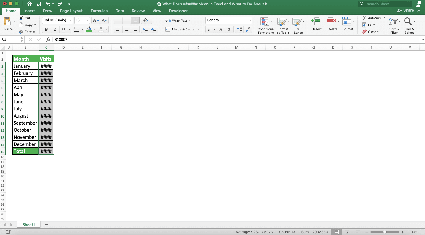 What Does ###### Mean in Excel and What to Do About It - Screenshot of the Shrink to Fit Method, Step 1
